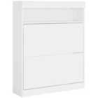 HOMCOM Wall Mounted Or Freestanding Shoe Cabinet With 2 Flip Drawers, Black