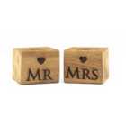 Selbrae House Set Of 2 Oak Egg Cups - Mr & Mrs