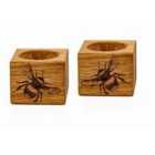 Selbrae House Set Of 2 Oak Egg Cups - Bee