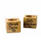 Selbrae House Set Of 2 Oak Egg Cups - Hello, Mornin