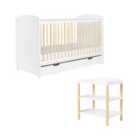 Ickle Bubba Coleby Scandi 2 Piece Furniture Set, Under Drawer And Premium Sprung Mattress - Scandi White