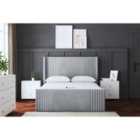 Elara Winged Panel Divan Bed Silver with Headboard Super King