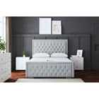 Allegra Upholstered Ottoman Bed Silver with Headboard Super King
