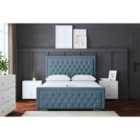 Allegra Upholstered Divan Bed Metallic Blue with Headboard Super King