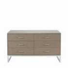Ambroso Grey Wash Mango Wood And Silver Metal 6 Drawer Unit