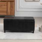 Davenport Leather Storage Ottoman - Black