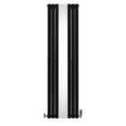 Oval Mirror Radiator & Valve 1800Mm X 500Mm Black