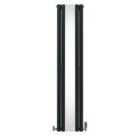 Oval Mirror Radiator & Valve 1800Mm X 380Mm Anthracite Grey