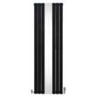 Flat Mirror Radiator & Valve 1800 X 565Mm Black