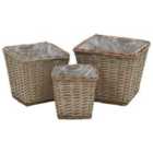 vidaXL Raised Bed 3pc Wicker w/ PE Lining
