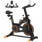 HOMCOM Exercise Bike Indoor Cycling W/ Lcd Display, Heart Rate Sensor, Orange