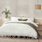 Yard Mallow Bowtie Cotton Single Duvet Cover Set Warm White