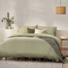 Yard Mallow Bowtie Cotton Single Duvet Cover Set Soft Sage