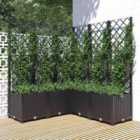 vidaXL Garden Planter w/ Trellis Black 120x120x136cm PP