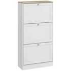 HOMCOM Narrow Shoe Cabinet With 3 Flip Drawers For 18 Pairs Of Shoes White