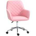 Vinsetto Home Office Chair Leather feel Fabric Swivel Chair With Armrests Pink