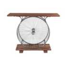 Natural Reclaimed Wood & Metal Console Table Wheel