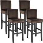 Tectake 4 Breakfast Bar Stools Made Of Artificial Leather - Brown
