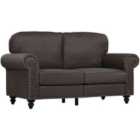 HOMCOM 2 Seater Sofa For Living Room With Nailhead Trim Dark Brown