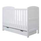 Ickle Bubba Coleby Mini Cot Bed, Under Drawer And Premium Sprung Mattress - White