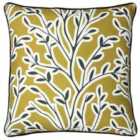 Furn. Annika Floral Polyester Filled Cushion In Slate Blue 50 X 50Cm