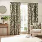 Wylder Pomegranate Floral Jacquard Pencil Pleat Curtains In Green 168 X 229Cm