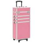 vidaXL Make-up Trolley with 37x24x74cm Aluminium Pink