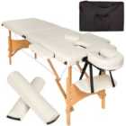 Tectake Massage Table Set Freddi, Headrest, Armrests, Face Pad and Bolster Cushions - Cream