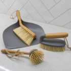Jvl Bamboo Cleaning Essentials, Dustpan, Scrubbing Brush, One Size