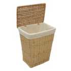 Jvl Handwoven Acacia Rectangular Laundry Willow Basket With Lid, Honey Finish