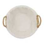 Jvl Handwoven Acacia Round Willow Storage Basket With Lining, Honey Finish