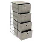 Jvl Silva 4 Drawer Wide Fabric Storage Tower, Grey