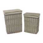 Jvl Arianna Rectangular Willow Baskets, Grey Wash