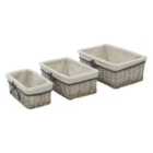 Jvl Arianna Rectangular Willow Storage Basket, Set Of 3, Grey Wash