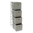 Jvl Silva 4 Drawer Narrow Fabric Storage Tower, Grey
