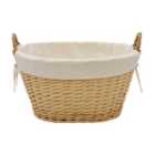 Jvl Handwoven Acacia Oval Laundry Willow Storage Basket With Lining, Honey Finish