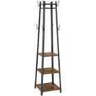 Vasagle Coat Rack With 3 Shelves - Rustic Brown And Black