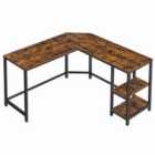 Vasagle L-shaped Computer Desk - Rustic Brown And Black