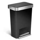 Simplehuman 45L Rect. Bin W/ Liner Pocket, Black Plastic