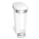 Simplehuman 40L Slim Bin W/ Liner Rim, White Plastic