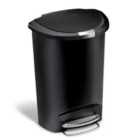 Simplehuman 50L Semi-round Bin, Black Plastic