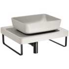 Abode Cava Tablet Countertop Pebble Grey Basin with Pebble Grey Worktop, Basin Plinth, Matt Black Wastes & Towel Rail