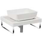 Abode Cava Tablet Countertop White Basin with White Worktop, Basin Plinth, Chrome Wastes & Towel Rail