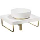 Abode Cava Round Countertop White Basin with White Worktop, Basin Plinth, Brushed Brass Wastes & Towel Rail