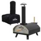 Dellonda Portable Wood-Fired Pizza Oven and Smoking Oven, Black/Stainless Steel, Weatherproof Cover - DG218