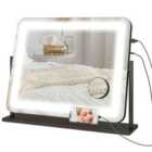 HOMCOM Dimmable Lighted Makeup Mirror With Magnifier, Usb Port, 360? Rotation