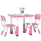 Aiyaplay 3 Pcs Height Adjustable Kids Table And Chair Set For Playroom - Pink