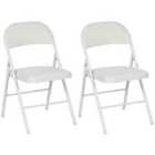 HOMCOM 2 Pack Padded Folding Chairs With Cushioned Seat And Metal Frame White