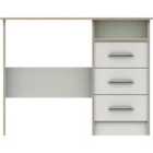 One Call Calais 3 Drawer Dressing Table / Desk Ready Assembled White With Oak Edging