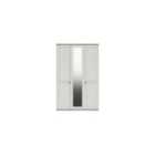 One Call Furniture Nantes 3 Door Wardrobe With Mirror Ready Assembled White With Natural Rustic Oak Top